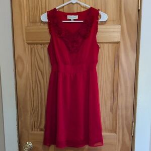 Elegant Red Lace-Trimmed Mini Dress